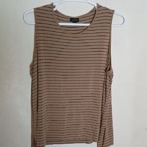 J. Jill Women's Tank Top Tan And Black Stripes Wearever Collection Size 2X